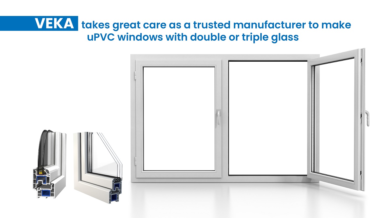 uPVC windows with double or triple glass